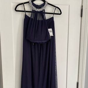 Navy blue two piece dress